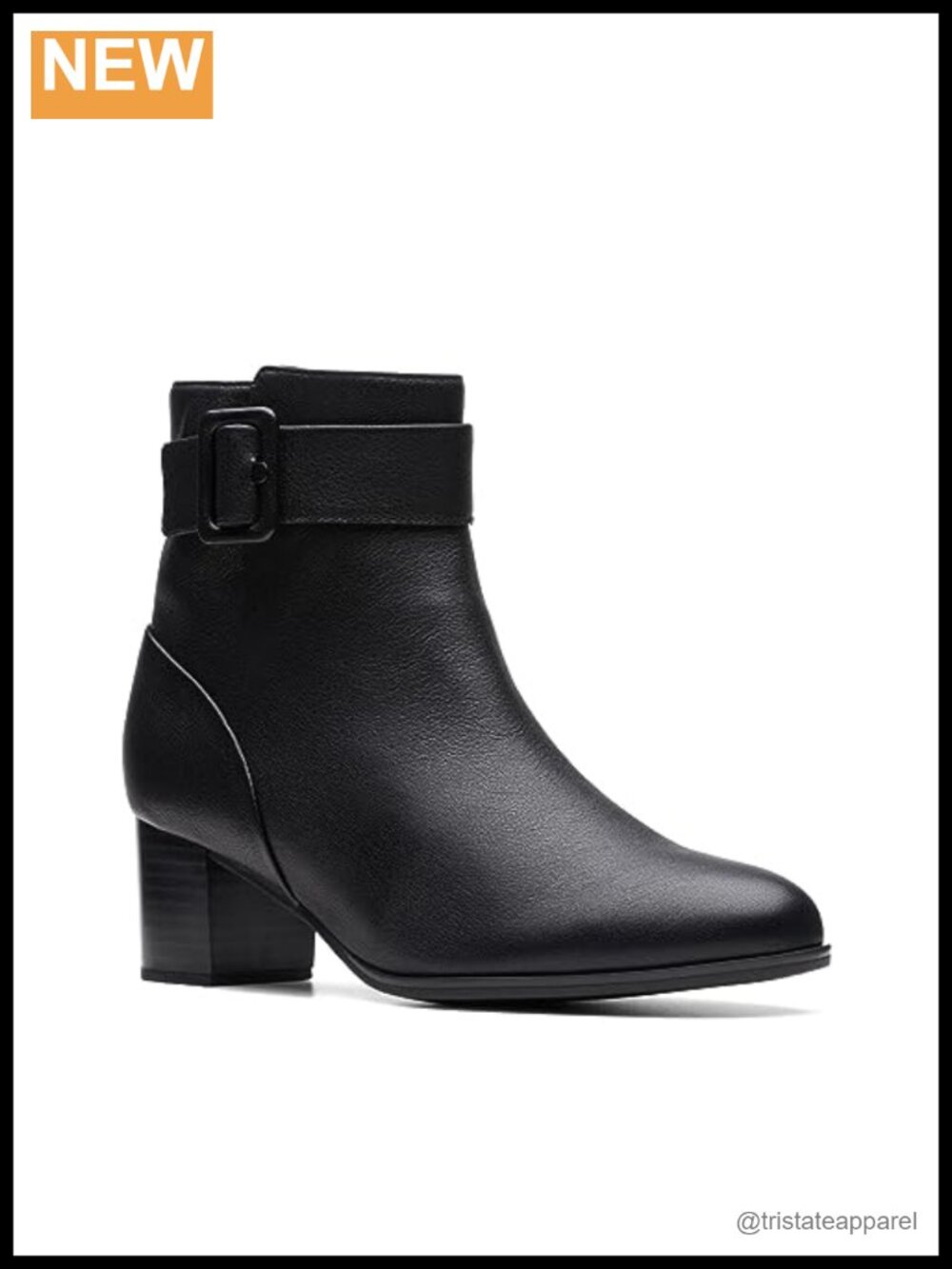 Waterproof Ankle Bootie Block Heel Zip Leather